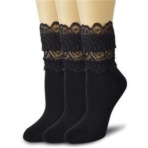 ViViKi Women Lace Socks, Transparent Mesh Ruffle Dress Ankle Socks